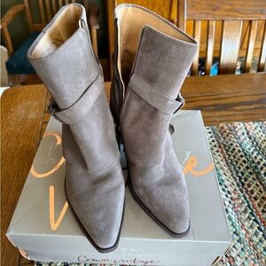 Crown Vintage Taupe Suede Pointed-Toe Ankle Boots